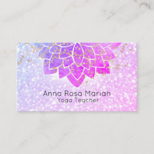 *~*  Watercolor Lavender Mandala Glitter Spiritual Business Card