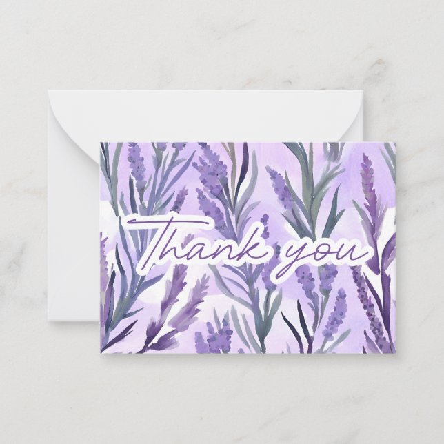 Watercolor Lavender of Gratitude Thank You Note Card (Front)