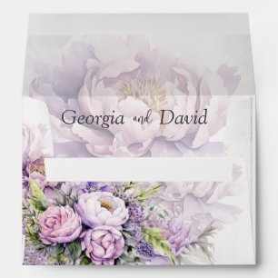 Watercolor Lavender Peony Wedding Envelope