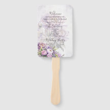 Watercolor Lavender Peony Wedding Program