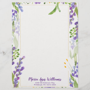 Watercolor Lavender Personalised Letterhead