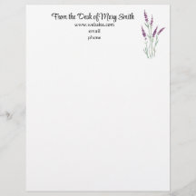 Watercolor Lavender Personalised Letterhead