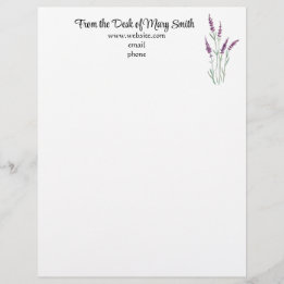 Watercolor Lavender Personalised Letterhead