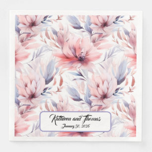 Watercolor Lavender Pink Pastel Flowers Spring  Napkin