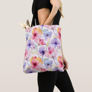 Watercolor Lavender Pink Red Pastel Floral Spring Tote Bag