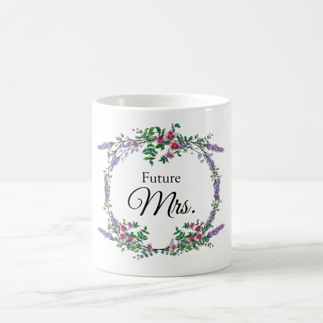 Watercolor lavender pink roses Future Mrs. Coffee Mug (Center)