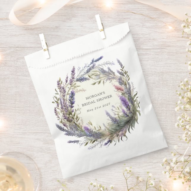 Watercolor Lavender Regal Bridal Shower Favour Bags (Clipped)