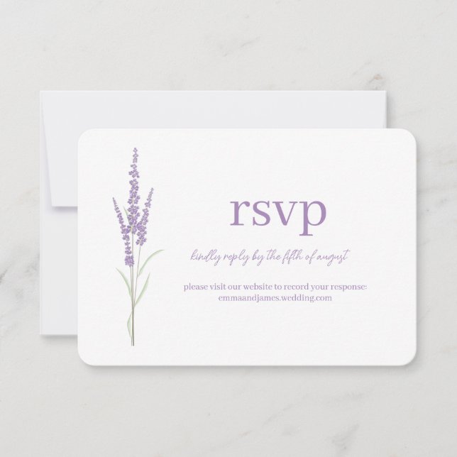 Watercolor Lavender RSVP Wedding Site Card (Front)