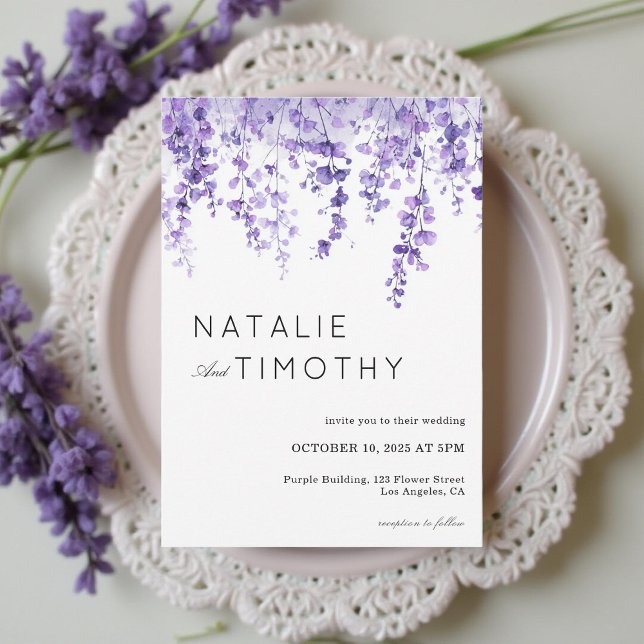Watercolor Lavender Rustic Boho Botanical Wedding  Invitation (Creator Uploaded)