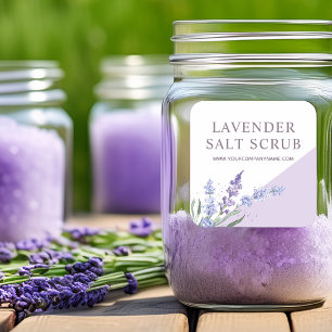Watercolor Lavender Salt Scrub Floral Square Sticker