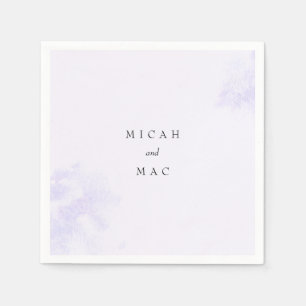 Watercolor Lavender Splash Names Wedding  Napkin