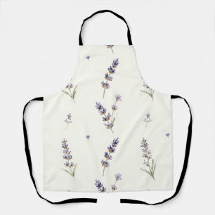 Watercolor Lavender Sprigs Delicate Floral Pattern Apron