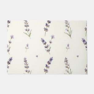 Watercolor Lavender Sprigs Delicate Floral Pattern Doormat