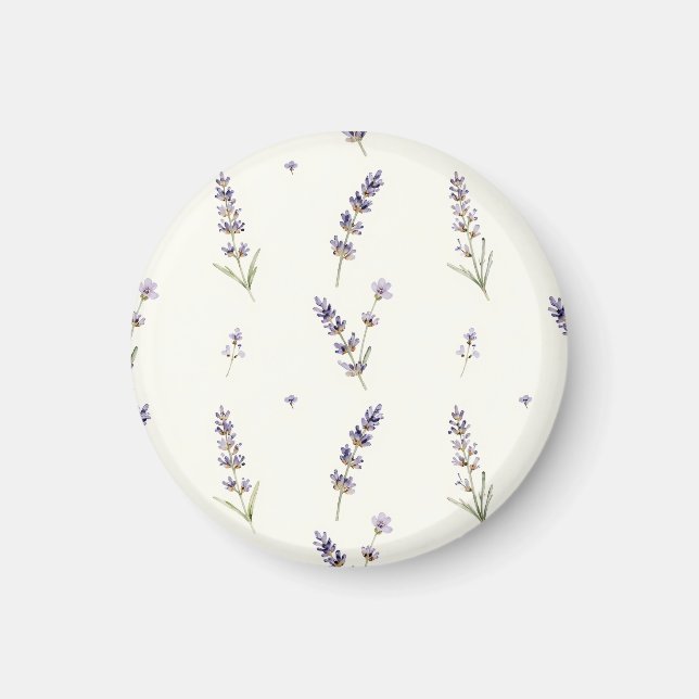 Watercolor Lavender Sprigs Delicate Floral Pattern Magnet (Front)