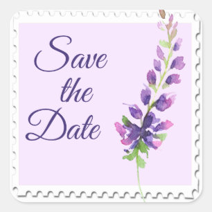 Watercolor Lavender Stem Floral Square Sticker