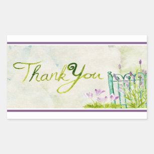 Watercolor Lavender Thank You Rectangular Sticker