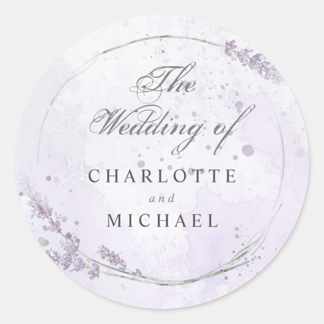 Watercolor Lavender Wedding Envelope Seal (Front)