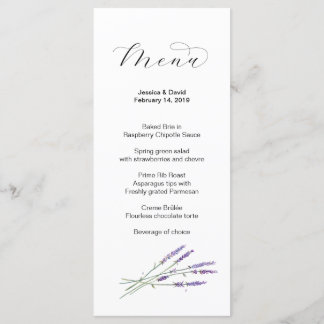 Watercolor Lavender Wedding Menu