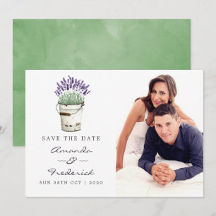 Watercolor Lavender Wedding Save the Date Invitation