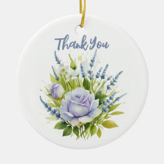 Watercolor Lavender Wildflowers Ceramic Tree Decoration