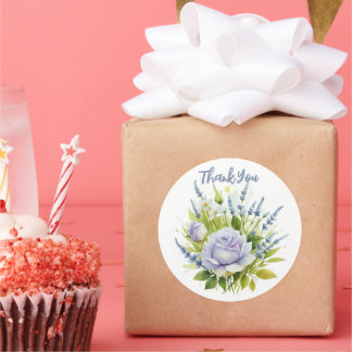 Watercolor Lavender Wildflowers Classic Round Sticker