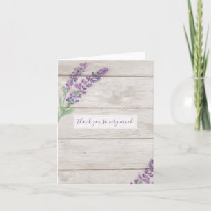 Watercolor Lavender & Wood Thank You Blank Card