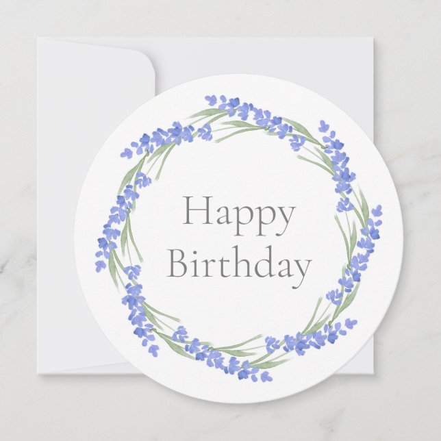 Watercolor Lavender Wreath  Card (Front)