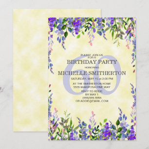 Watercolor Lavender Yellow 60th Birthday Party Invitation