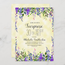Watercolor Lavender Yellow Surprise 30th Birthday