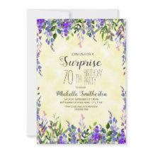 Watercolor Lavender Yellow Surprise 70th Birthday
