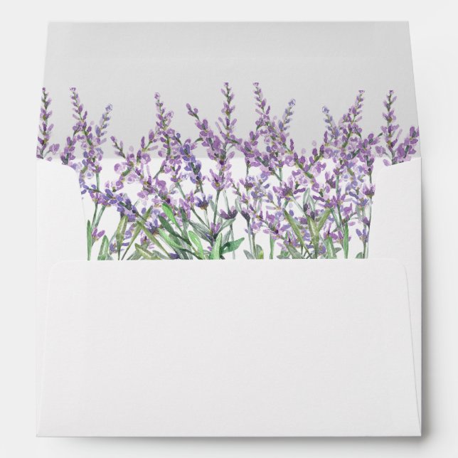 Watercolor Lavenders Wedding Envelope (Back (Bottom))