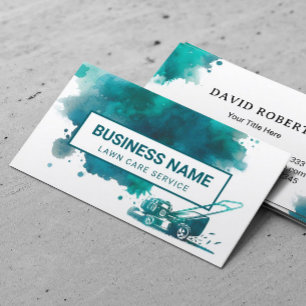 Watercolor Lawn Care & Landscaping Service Business Card