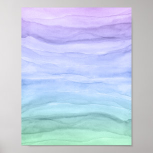 Watercolor Layers Blue Ombre Abstract Poster