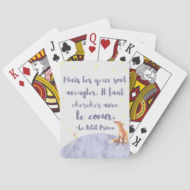 Watercolor Le Petit Prince The Little Prince Playing Cards (Back)