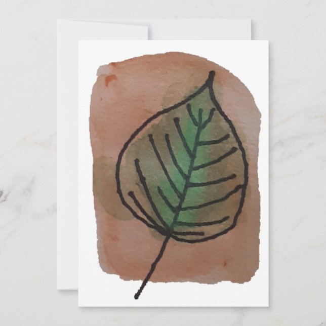 Watercolor leaf blank notecard (Front)