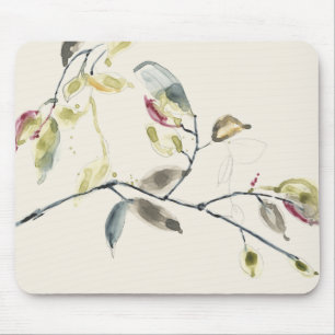 Watercolor Leaf Branch Mouse Mat