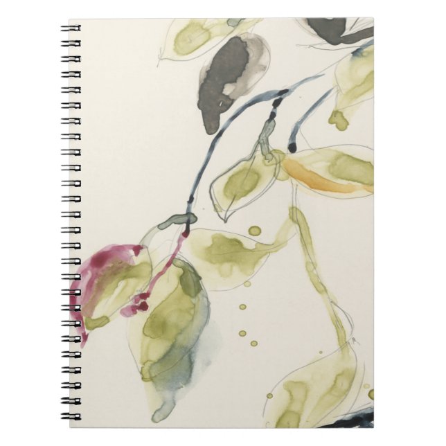 Watercolor Leaf Branch Triptych Notebook (Front)
