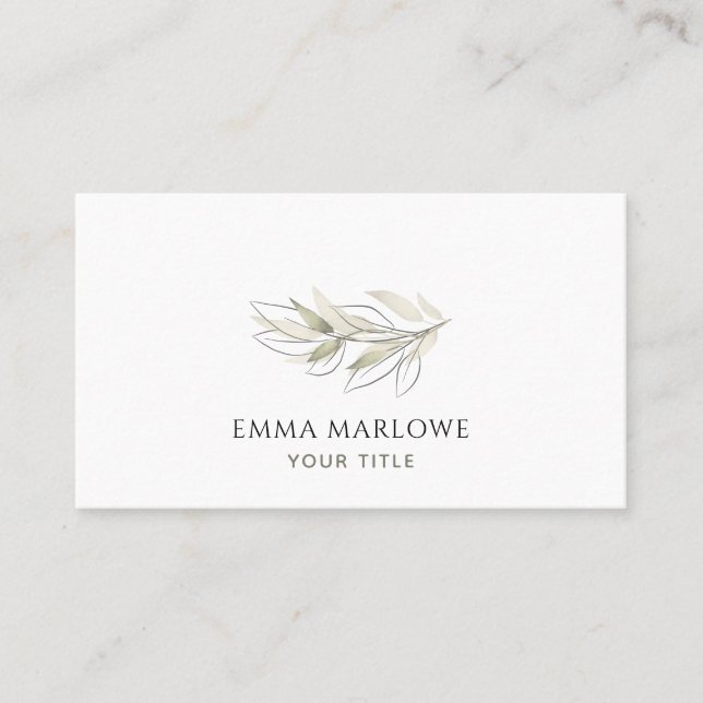 Watercolor Leaf Business & Appointment Card (Front)