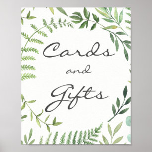 Watercolor Leaf Cards And Gifts Wedding Poster