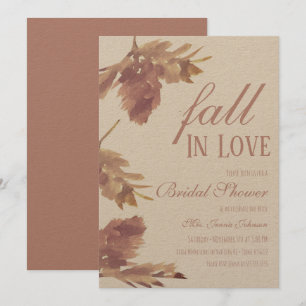 Watercolor Leaf Fall Bridal Shower Rustic Invitation