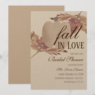 Watercolor Leaf Fall Pumpkin Bridal Shower Rustic  Invitation
