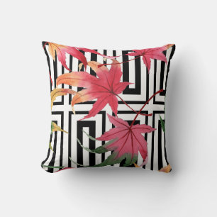 Watercolor Leaf Geometric Reversible PIllow
