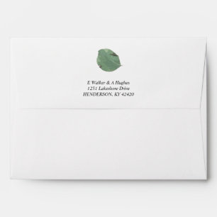 Watercolor leaf invitation envelope - green lining