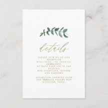 Watercolor Leaf Wedding Details Card