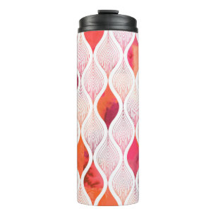 Watercolor leafs texture repeat modern pattern thermal tumbler