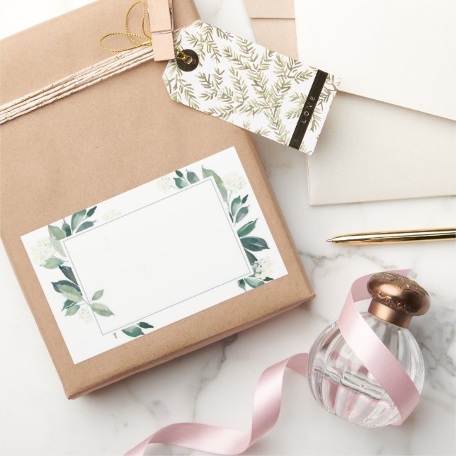 Watercolor Leafy green botanical Rectangular Sticker (Gifting)