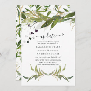Watercolor Leafy Greenery Wedding Update Invitation