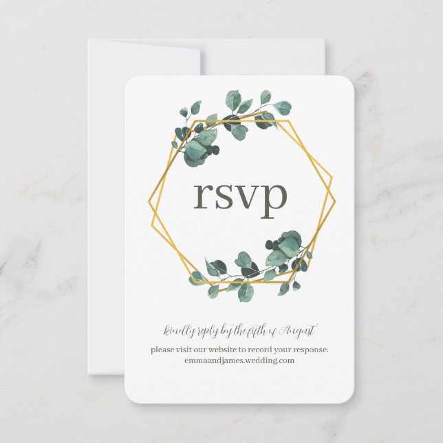 Watercolor Leafy Response RSVP Wedding Site Card (Front)