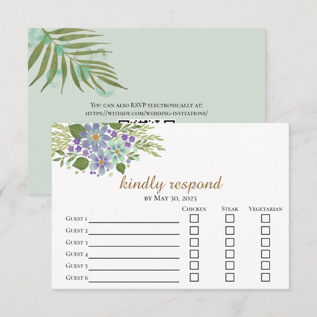 Watercolor Leaves 04c Meal Choice Response Card (Front/Back)