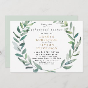 Watercolor Leaves 06 Rehearsal Dinner Invitation